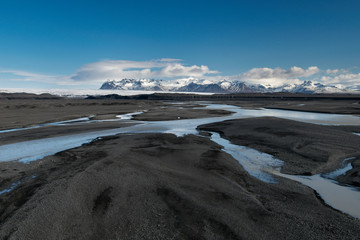 winter landscape with mountains and lake