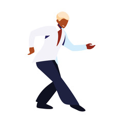 young man in pose of dancing on white background