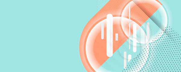 Minimal geometric background red and blue color. Dynamic shapes composition with lines