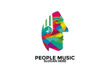 Colorful People Music logo vector, DJ Logo Design Template