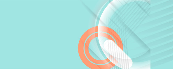 Minimal geometric background red and blue color. Dynamic shapes composition with lines