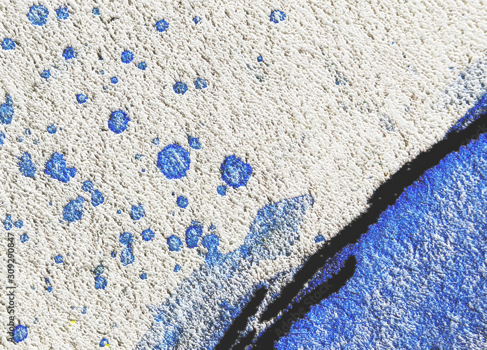 Poster abstract white texture macro with black lines and blue splashes