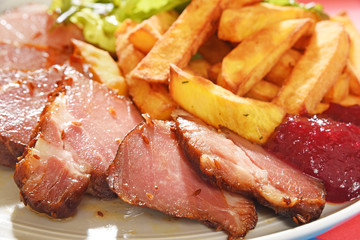 Close up of roasted pork