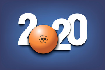 New Year numbers 2020 and ping-pong ball