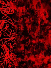 Hand drawn abstract illustration of black and red color with the texture of drops and lines. Blood on black. Vampire background. Label, packaging, wrapping paper, scrapbooking paper.