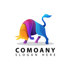 Obraz premium colorful angry bull logo illustration premium vector