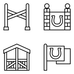 Equestrian Vector Line Icon Set