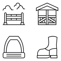 Equestrian Vector Line Icon Set