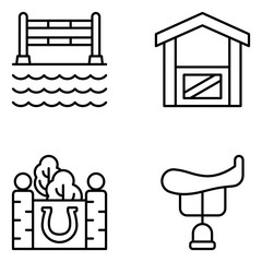 Fototapeta premium Equestrian Vector Line Icon Set