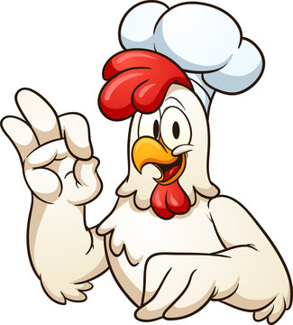 Cartoon chef chicken. Vector clip art illustration with simple gradients. All in a single layer.