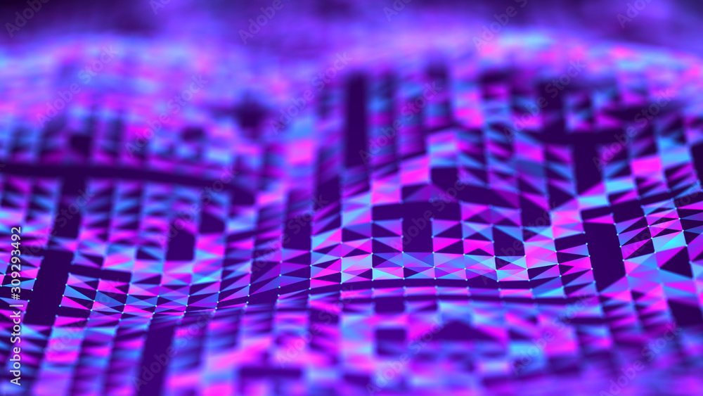 Poster Visualization musical sounds. Abstract technology background. Artificial intelligence. Science background. Big data visualization. 3D rendering.