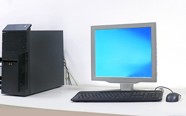 Computer screen and keyboard