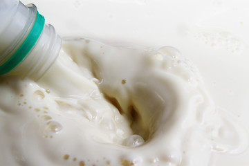 Fototapeta na wymiar Close up of milk cream splash