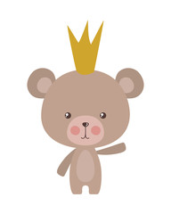 Cute bear cartoon with crown vector design