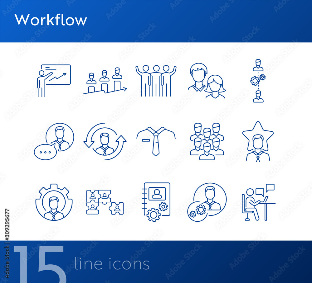 Poster workflow line icons