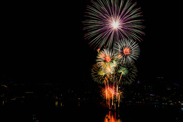 Colorful Firework at International Fireworks Festival Pattaya, Thailand 2019