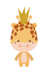 Cute giraffe with crown vector design