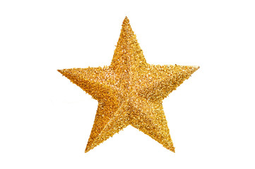 Fototapeta na wymiar Golden Christmas star ball isolated on white background