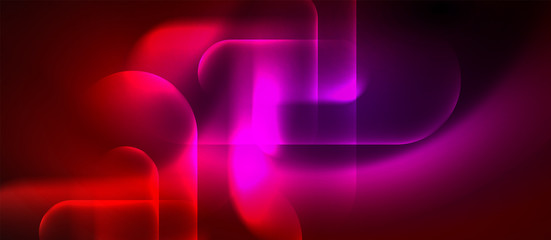 Neon glowing techno lines, blue hi-tech futuristic abstract background template