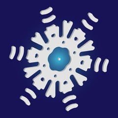 Christmas cut 3d snowflake on blue background.