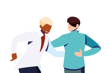 scene of men in dance pose, party, dance club