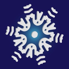 Christmas paper snowflake on blue background.