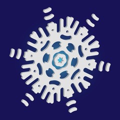 Simple, beautiful snowflake on blue background.