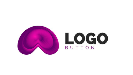 Abstract round shape logo template. Minimal geometrical design, 3d geometric bold symbol in relief style with color blend steps effect. Vector Illustration