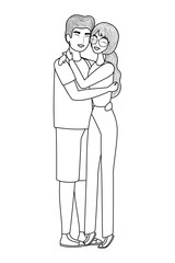 Couple of woman and man drawing vector design