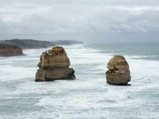 Abstract images of the mighty pacific ocean crashing ashore along the great ocean road