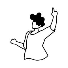 man in pose of dancing, party, on white background