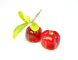 Fresh acerola fruit isolated on white