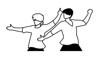 scene of men in dance pose, party, dance club