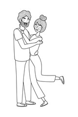 Couple of woman and man drawing vector design