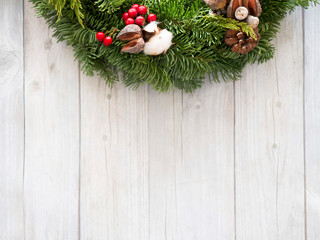 Background with natural Christmas decorations