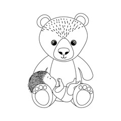 Cute baby boy with teddy bear vector design