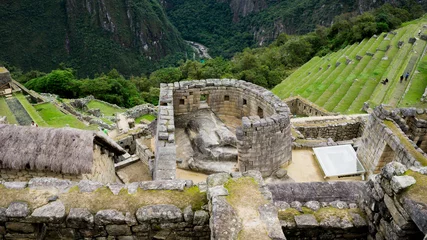 Crédence de cuisine en verre imprimé Machu Picchu Temple of the Sun, in the city of Machu Picchu, Cusco Peru