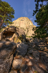 Devils Tower Looms Over Tumbled Boulders