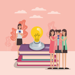 Avatar women and elearning concept vector design