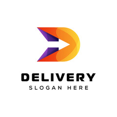 letter d arrow logo, delivery arrow logo vector template