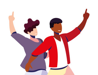 scene of men in dance pose, party, dance club