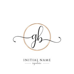 Initial Letter GB Signature Handwriting and Elegant Logo Design Vector - obrazy, fototapety, plakaty
