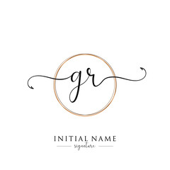 Initial Letter GR Signature Handwriting and Elegant Logo Design Vector