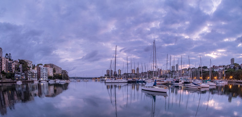Fototapeta premium Dawn clouds and yachts
