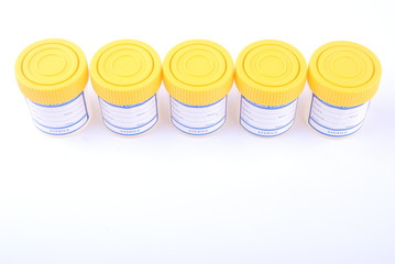 bottles of urine test sample