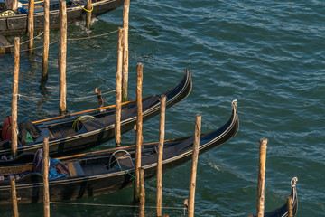 Gondolas on the river in Venice, Italy