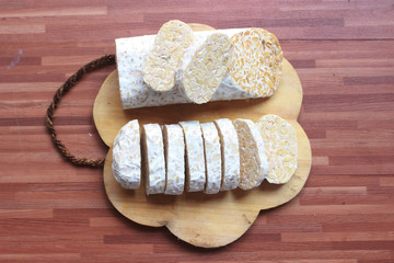 raw tempeh is one of type traditional food from Pekalongan, indonesia