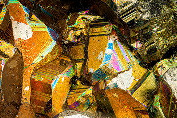 Exteme macro with 10x magnification of a Pyrite surface. The mineral pyrite also known as fool's...