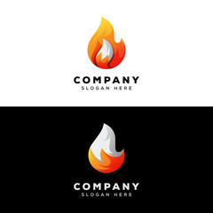 flame fox logo design vector template