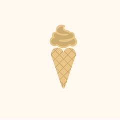 vector illustration with ice cream cone and vintage ribbon,Modern sweet vanilla desert sign, Trendy vector chocolate cram symbol for web site design, button to mobile app, Logo ice cream illustration,